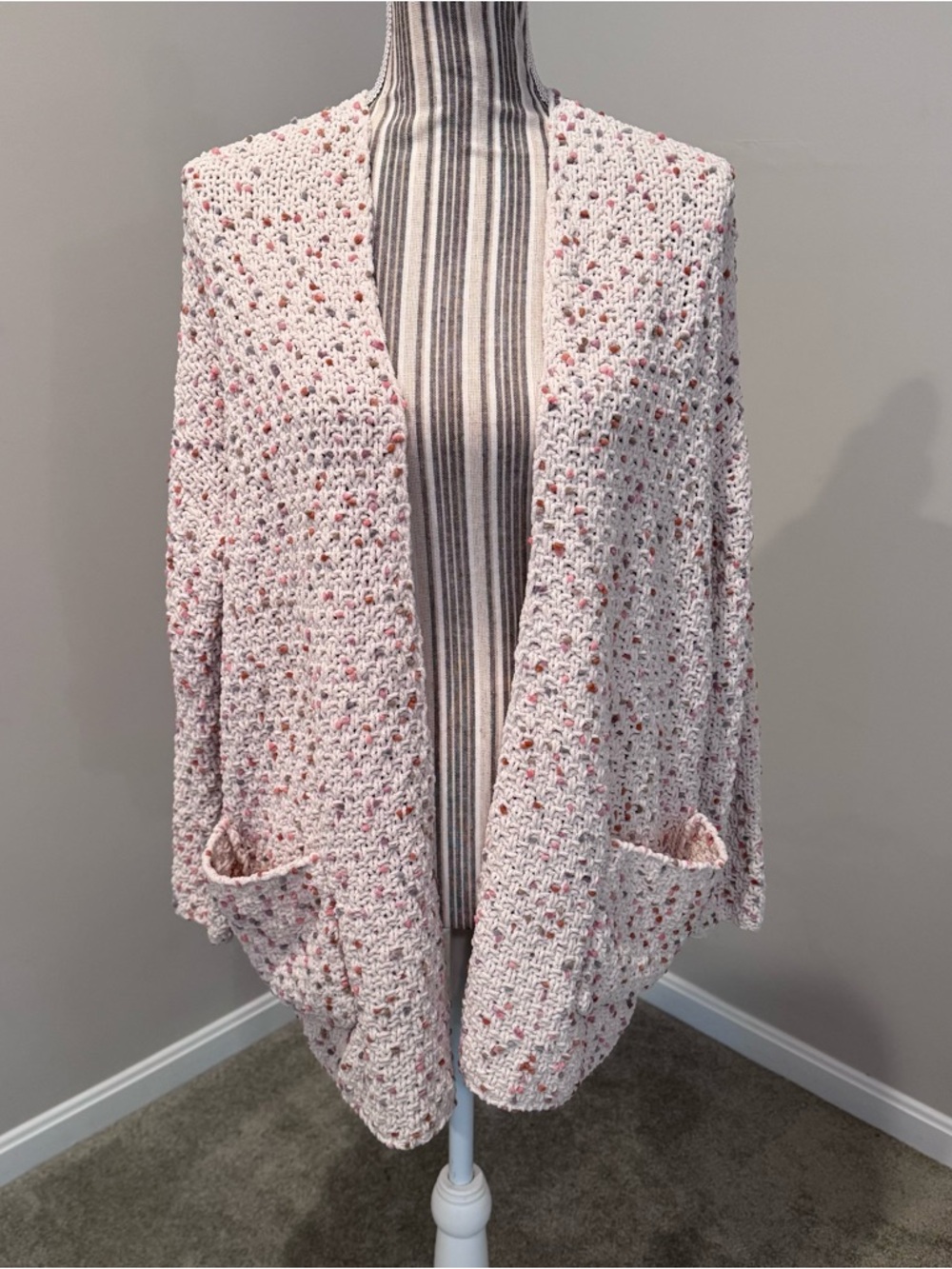 Moon & Madison Speckled Open Front Chunky Knit Cardigan Sweater Sz Sm